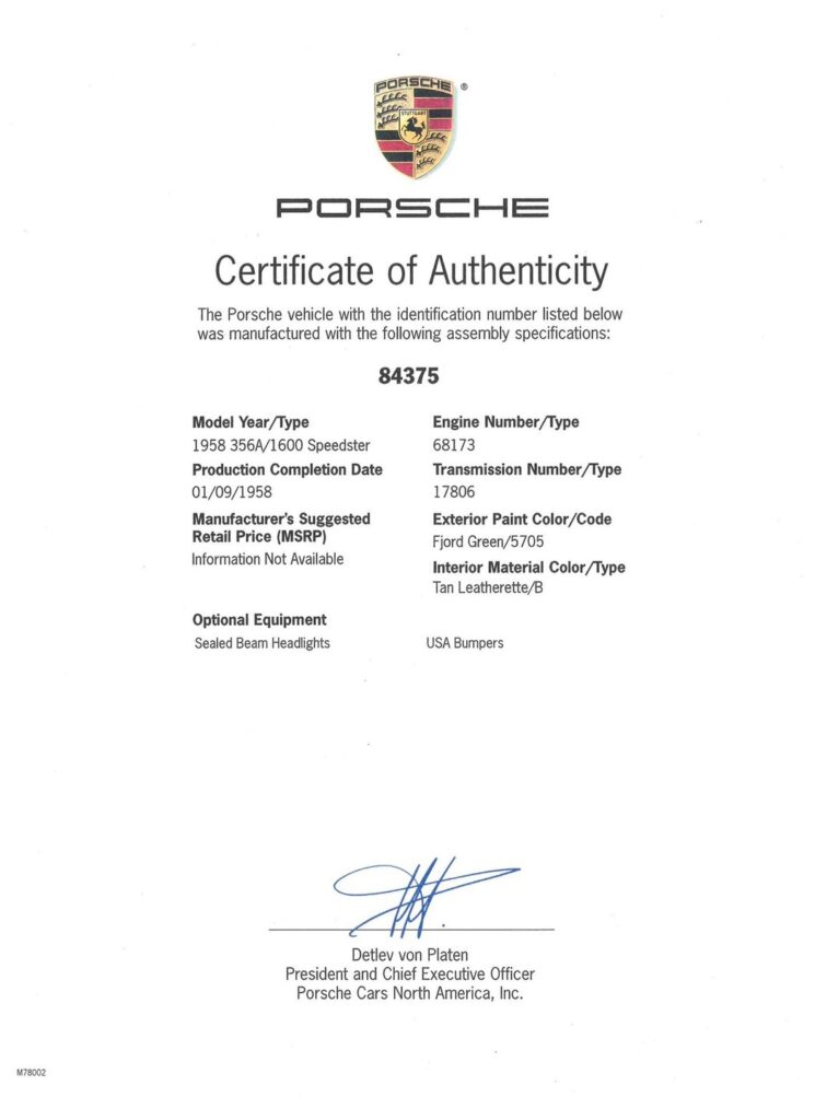 (SOLD) 1958 Porsche  356 Speedster